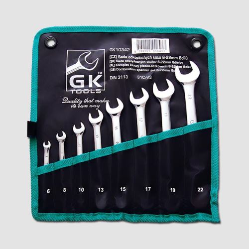 Sada 8ks očkoplochých klíčů GK10342, 8-19mm, textilní obal