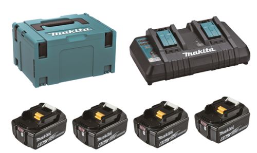 Sada baterií Makita 198091-4, 4xBL1860B, dvojnabíječka DC18RD, systainer