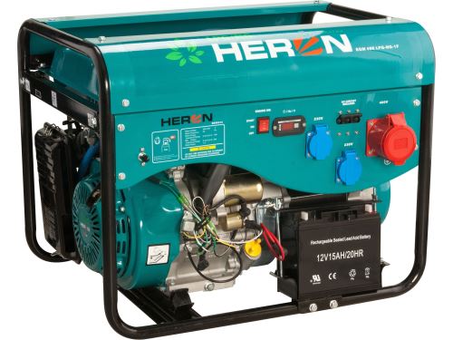 Elektrocentrála Heron LPGG 43-3F benzínová a plynová 5,3kW (400V) 4,8kW (230V), elektrický start