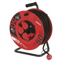 Kabel prodlužovací 50m/230V EMOS, cívka 4 zásuvky guma IP44