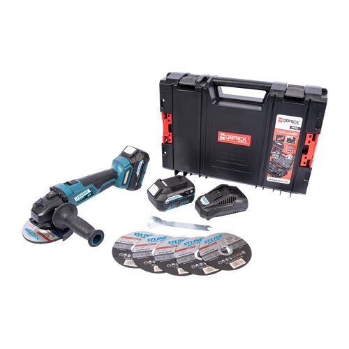 XTline XT102835-2B5B aku bezuhlíková bruska 18V, 125mm, 2x baterie 5.0Ah, kufr
