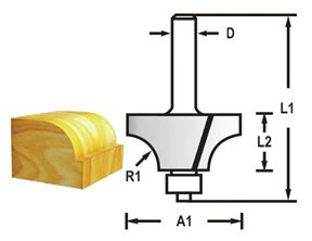 Zaoblovací fréza s ložiskem stopka 6mm, 22,2x12,7x53mm, Makita D-48468