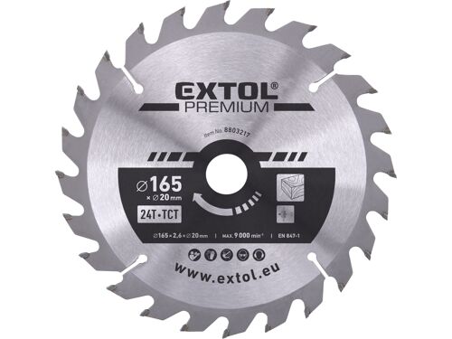 Kotouč pilový s SK plátky Extol 8803217, 165x2,0x20mm, 24T, šířka SK plátků 2,8mm