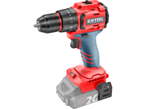 Vrtací šroubovák aku s příklepem SHARE20V, BRUSHLESS, 50Nm, bez aku Extol 8891807
