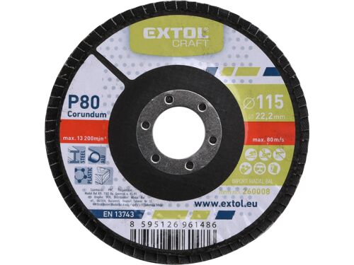 Kotouč lamelový Extol 260008 korundový, P80, 115mm