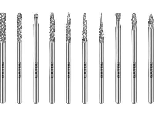 Frézy mini Extol 8703800, karbidové, sada 10ks, průměr 3mm, sek střední (double-cut)