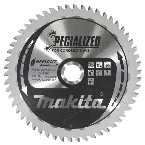 TCT pilový kotouč Efficut na hliník 165mmx20mm 54T Makita E-16760