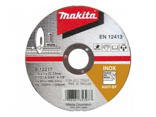 Řezný kotouč Makita B-64587, 115x1,2x22 na nerez