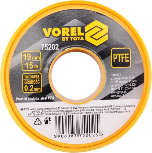 Páska teflonová Vorel TO-75202, 19x0,2mm 15m, 1ks