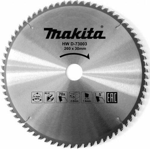 Pilový kotouč Makita D-73003 na hliník, 260x30mm 70zubů TCT