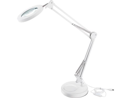 Lampa stolní s lupou Extol 43161, USB napájení, bílá, 2400lm, 3 barvy světla