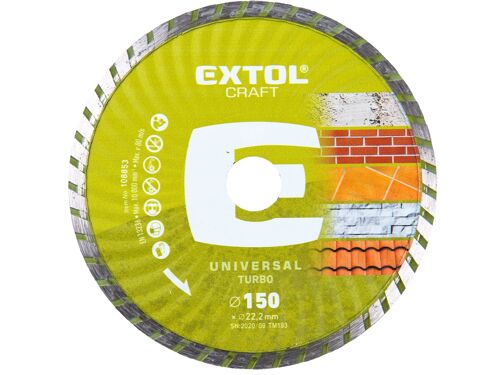 Kotouč Extol 108853 diamantový řezný, turbo - suché i mokré řezání, 150x22,2x2,3mm