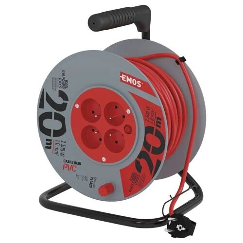 Prodlužovací kabel na bubnu EMOS, 4 zásuvky, délka 20m, PVC