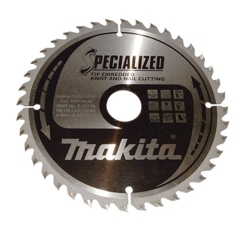 Kotouč pilový dřevo SPECIALIZED se zapuštěnými zuby 185x2x30mm 40Z Makita B-33174