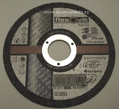 Řezný kotouč Flexovit - 115mm, šířka 1,6mm na kov a nerez