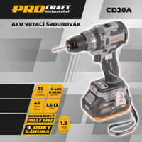 Aku vrtací šroubovák Procraft Industrial CD20Abb, 85Nm, bez aku (1)